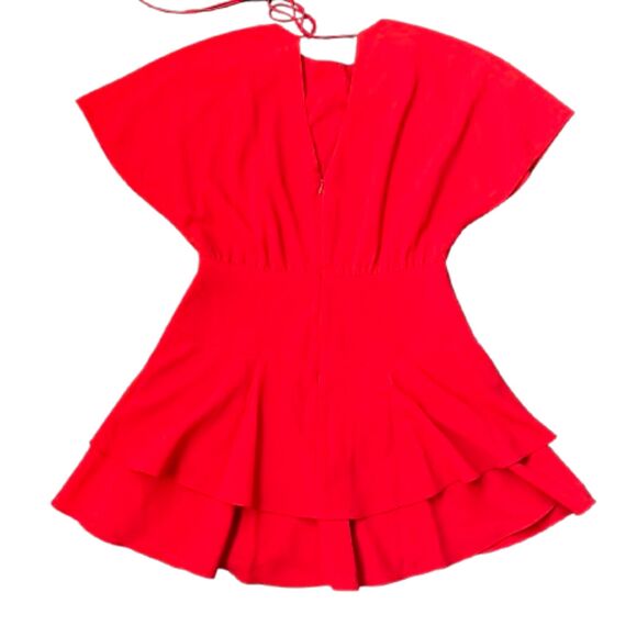 Alice + Olivia Women's Red Palmira Flounce Hem Mini Dress Size S - Picture 3 of 6